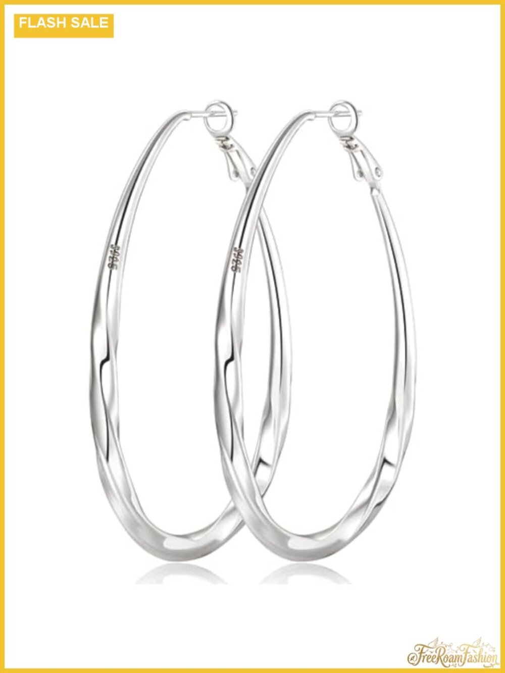 Oval 925 Sterling Silver Hoop Earrings Lightweight Women